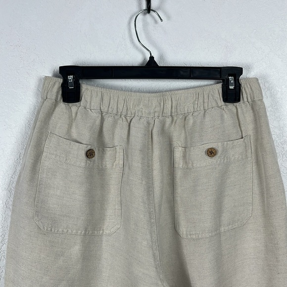 Cubavera Lounge Pants Womens Medium Tan Linen Blend Pockets Drawstring Wide Leg - Picture 8 of 8